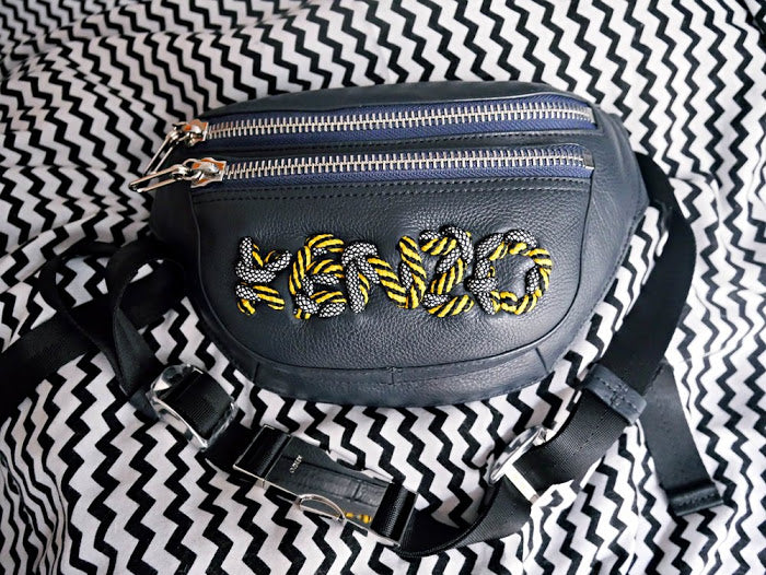 KENZO LEATHER CORD EMBROIDERY BUMBAG (Unfortunately, it's Sold Out already)