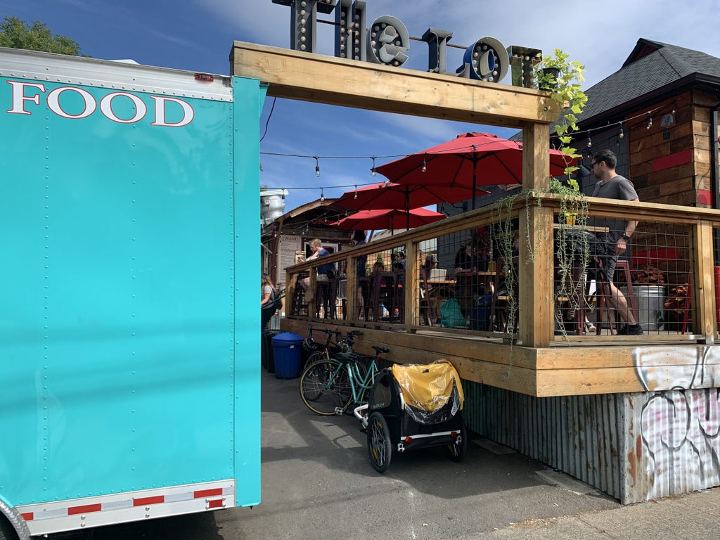 Family Biking: Food cart pods are almost the perfect spot for bikes, kids, and pets