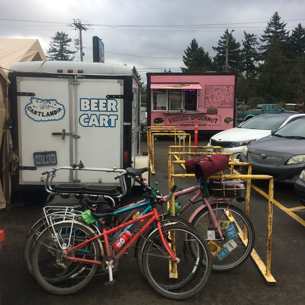 Family Biking: Food cart pods are almost the perfect spot for bikes, kids, and pets